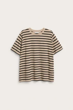 Raidallinen lyhythihainen paita | Beige | Naiset | Kappahl