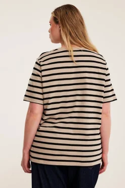 Raidallinen lyhythihainen paita | Beige | Naiset | Kappahl