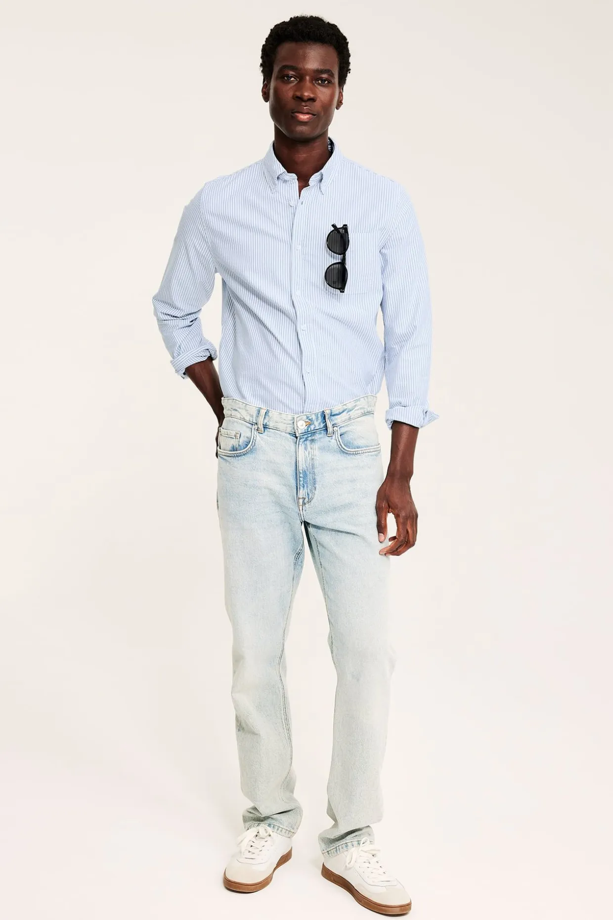 Raidallinen oxford-kauluspaita, regular fit | Sininen | Miehet | Kappahl