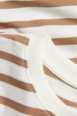 Raidallinen puuvilla-t-paita | Beige | Naiset | Kappahl