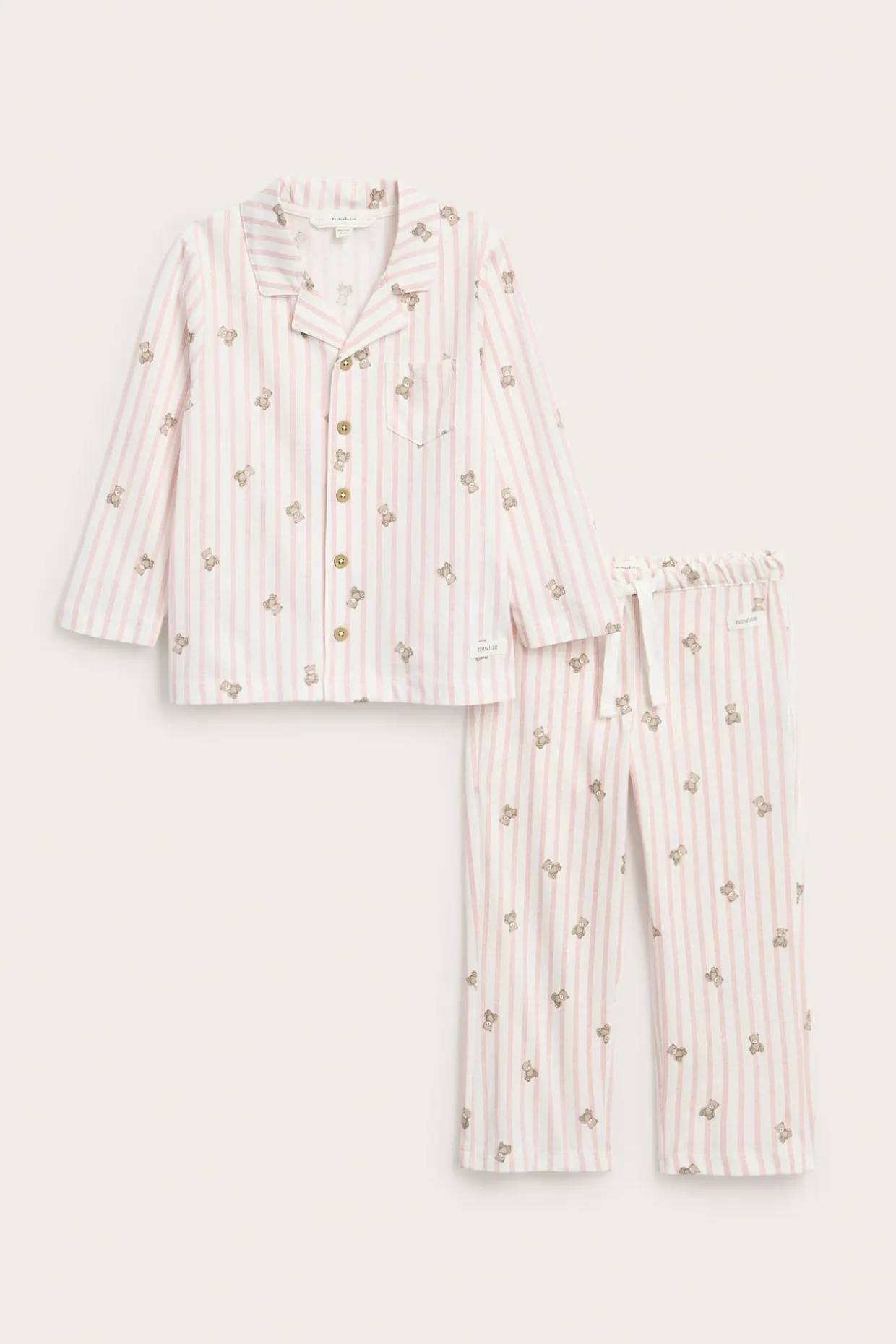 Raidallinen pyjama, jossa nallekarhukuviointi | Vaaleanpunainen | Lapset | Newbie