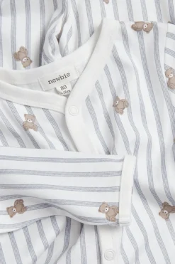 Raidallinen pyjama, jossa nallekarhukuviointi | Luonnonvalkoinen | Vauvat | Newbie