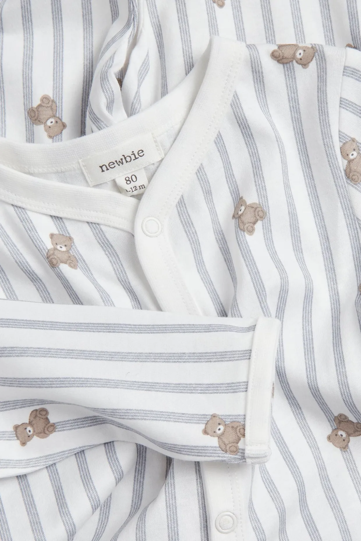 Raidallinen pyjama, jossa nallekarhukuviointi | Luonnonvalkoinen | Vauvat | Newbie