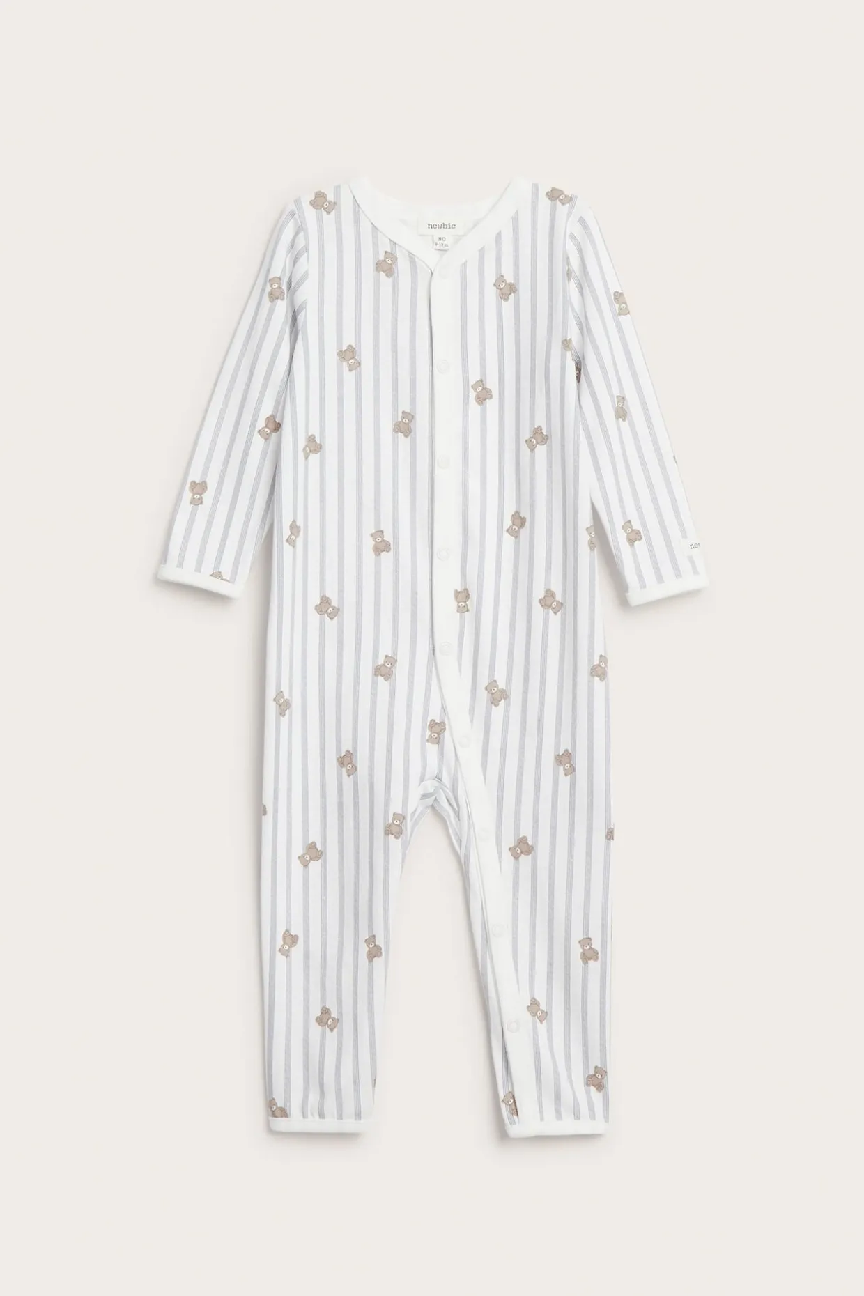 Raidallinen pyjama, jossa nallekarhukuviointi | Luonnonvalkoinen | Vauvat | Newbie