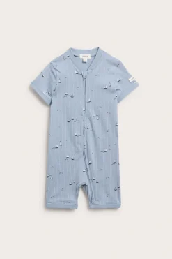 Raidallinen pyjama, jossa purjevenekuviointi | Sininen | Vauvat | Newbie