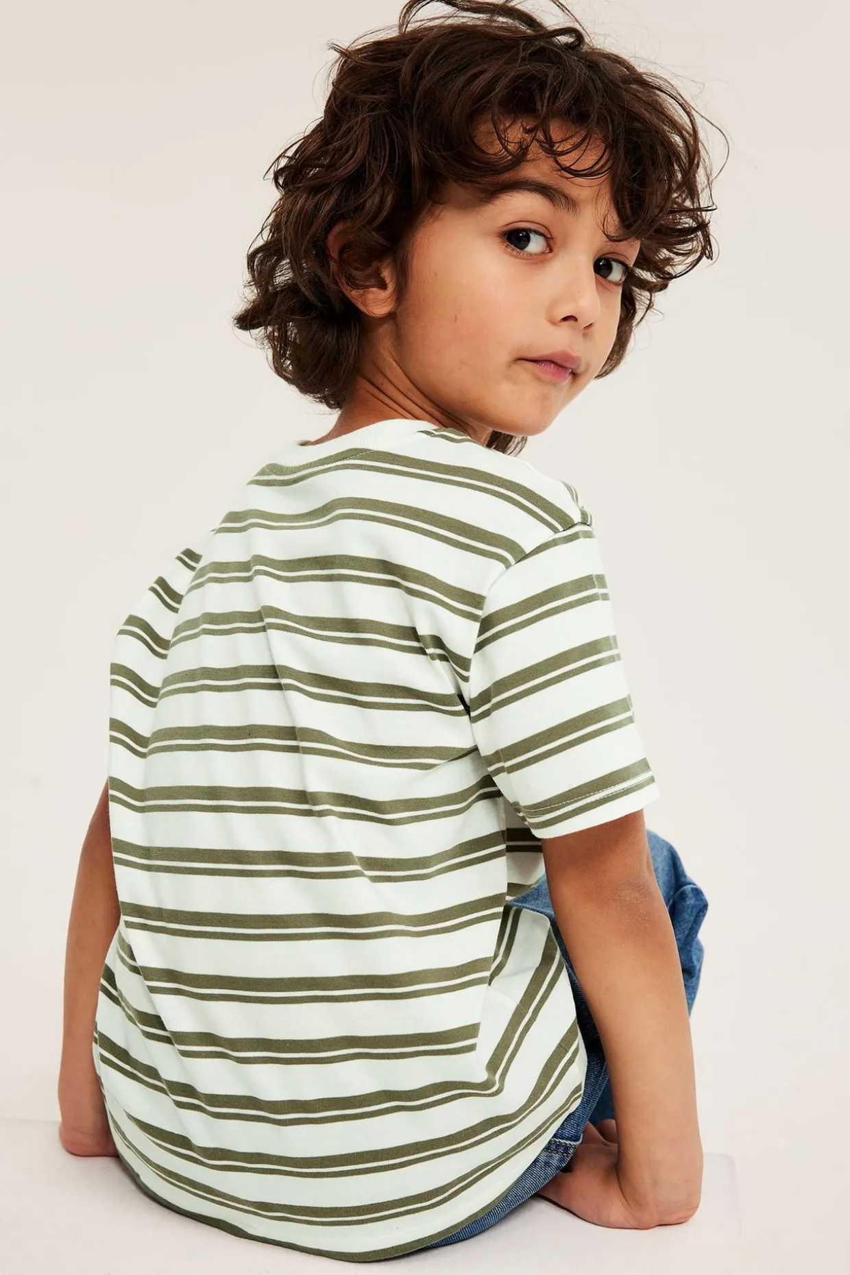 Raidallinen ylimitoitettu t-paita | Luonnonvalkoinen | Lapset | Kappahl