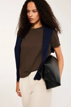Regular-mallinen puuvilla-t-paita | Tummanruskea | Naiset | Kappahl