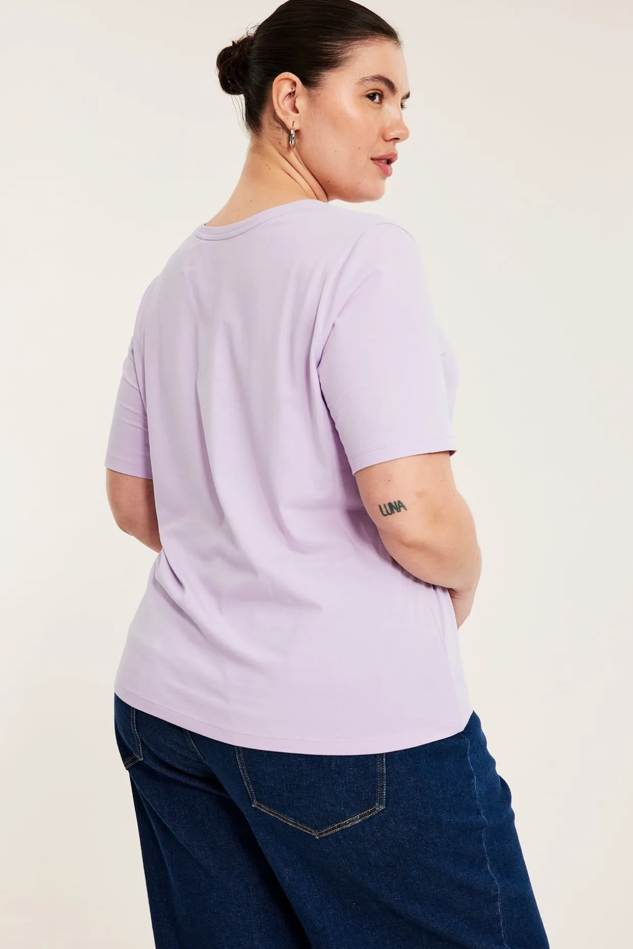 Regular-mallinen puuvilla-t-paita | Vaaleanvioletti | Naiset | Kappahl