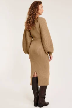 Ribattu mekko | Beige | Naiset | Kappahl