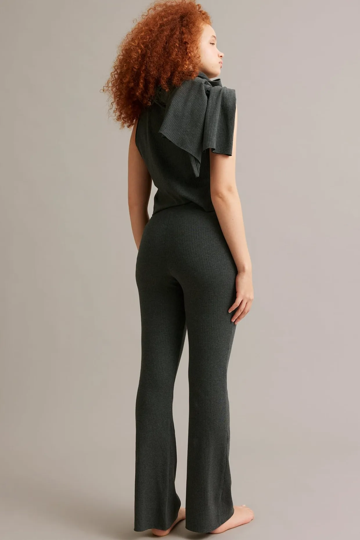 Ribatut bootcut-housut | Antrasiitti | Naiset | Kappahl