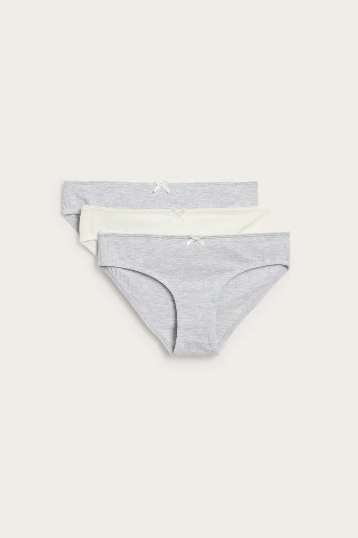 Ribatut brief-pikkuhousut, 3-pack | Vaaleanharmaa | Lapset | Kappahl