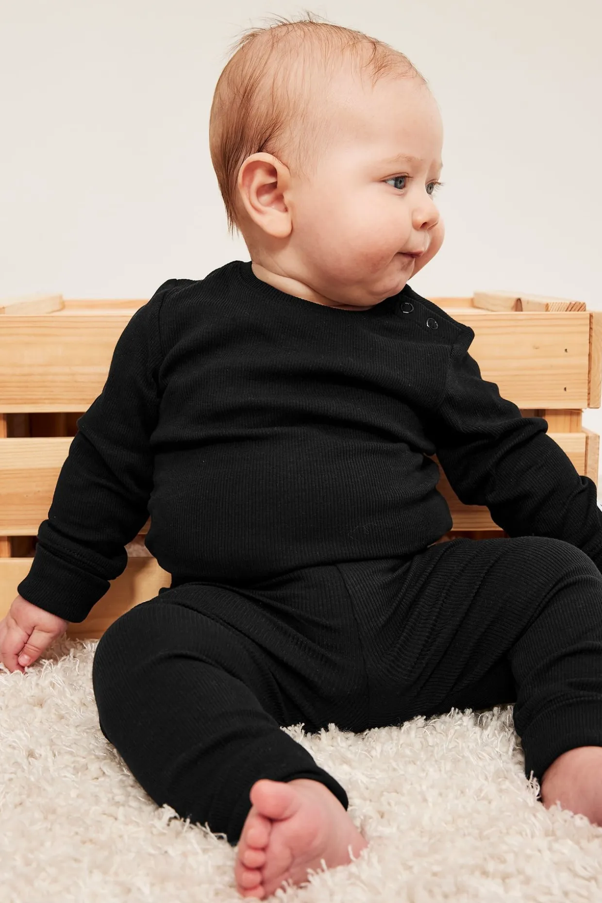 Ribatut leggingsit | Musta | Vauvat | Kappahl