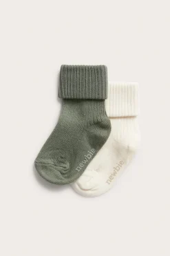 Ribatut sukat, 2-pack | Tummanvihreä | Vauvat | Newbie