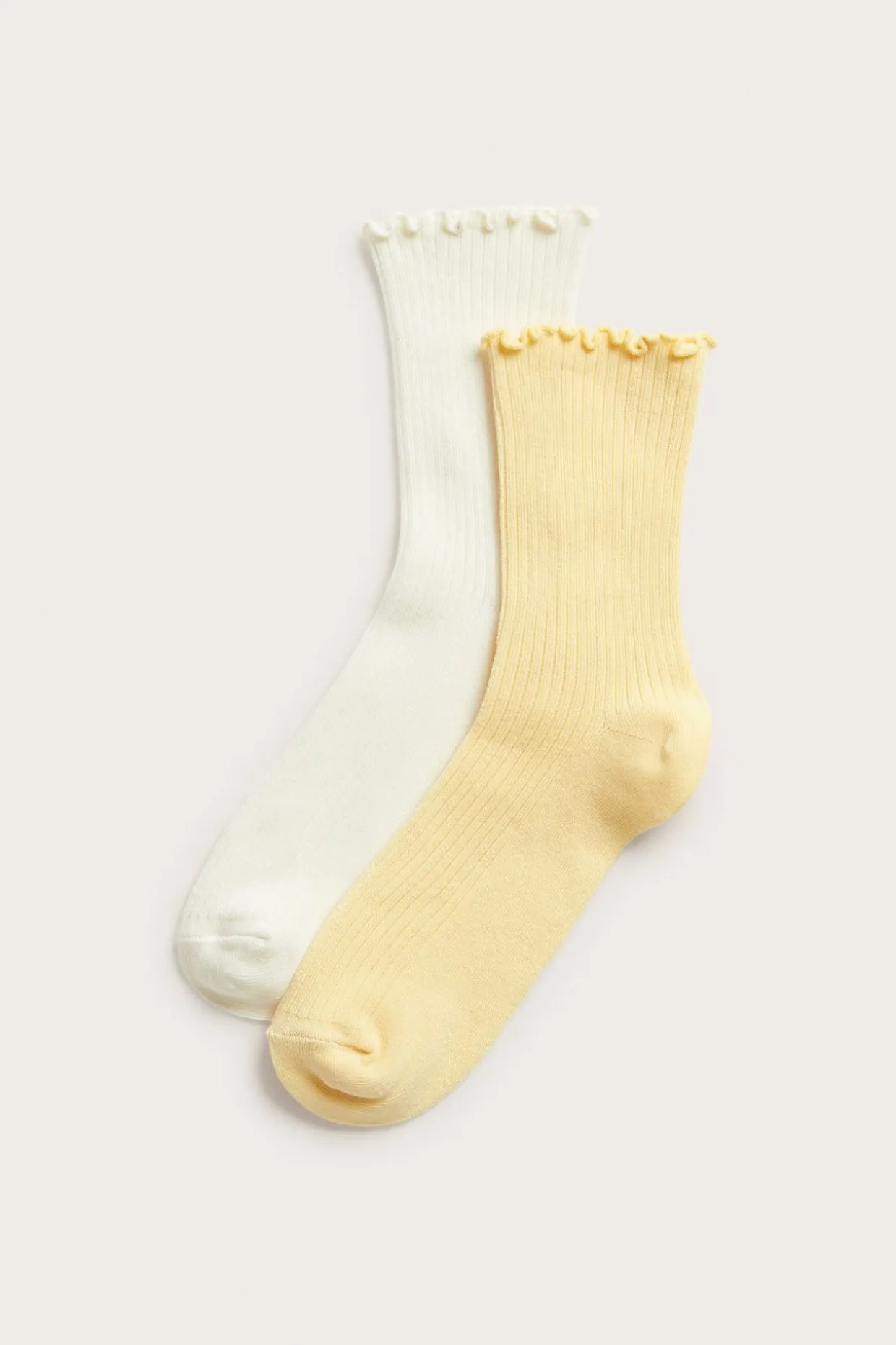 Ribatut sukat, 2-pack | Vaaleankeltainen | Naiset | Kappahl