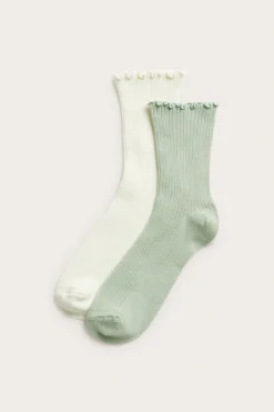 Ribatut sukat, 2-pack | Vaaleanvihreä | Naiset | Kappahl