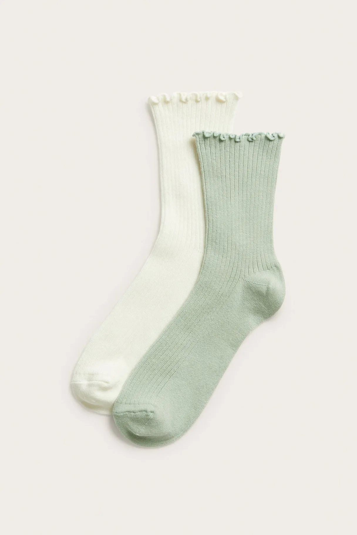 Ribatut sukat, 2-pack | Vaaleanvihreä | Naiset | Kappahl