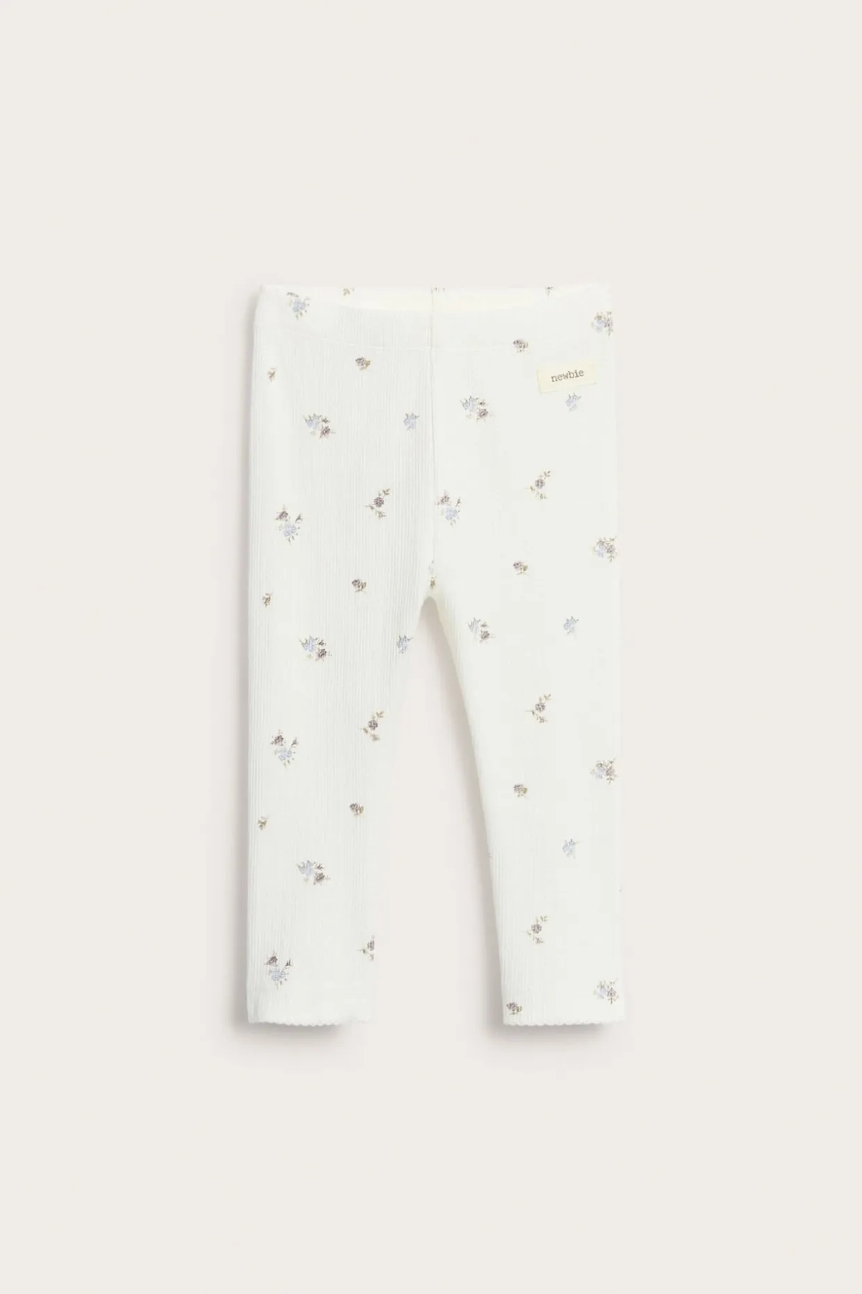 Ribbitrikoota olevat kukkakuvioiset leggingsit | Luonnonvalkoinen | Vauvat | Newbie