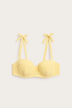 Ruudullinen balconette-bikiniyläosa solmusomisteella | Keltainen | Naiset | Kappahl