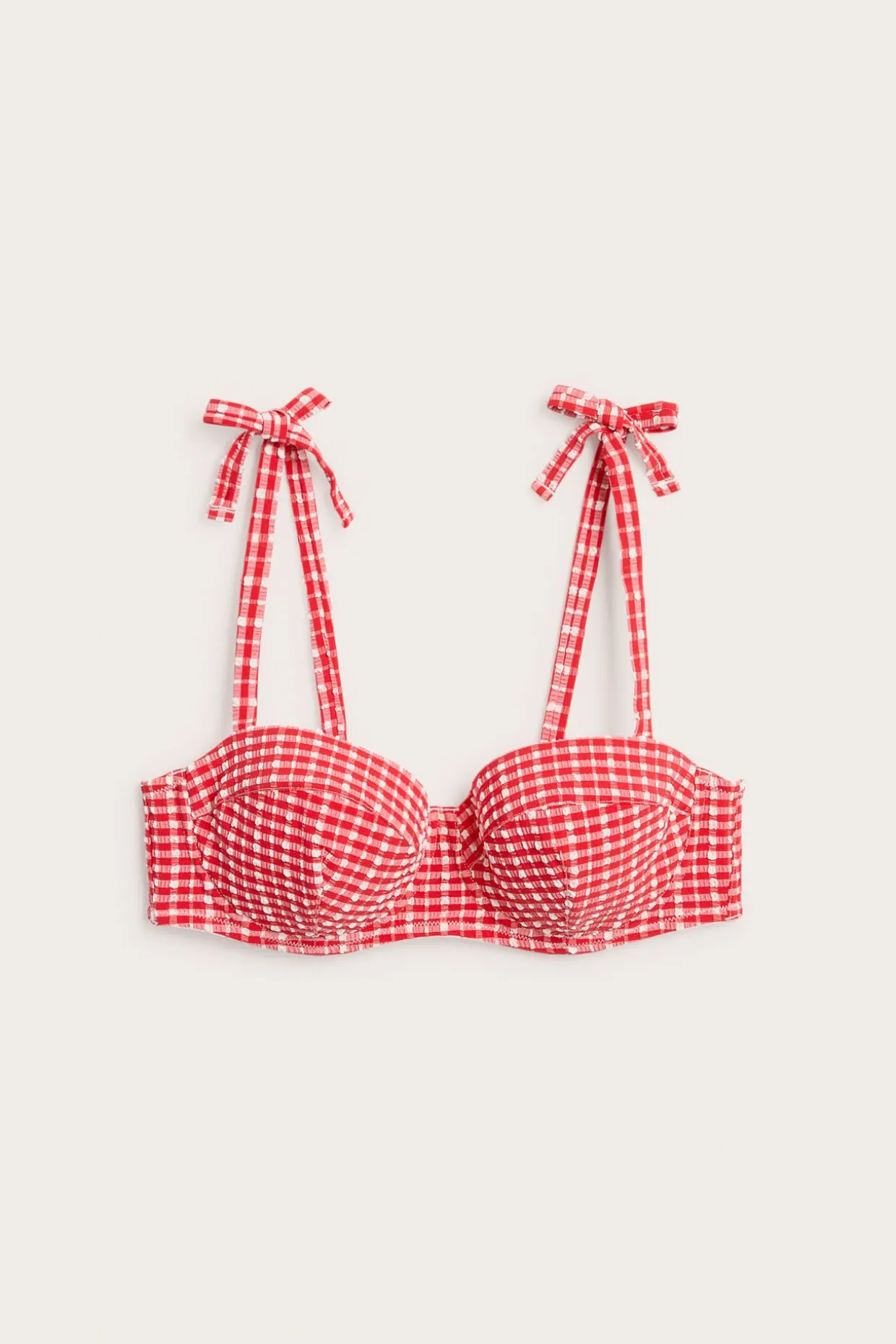 Ruudullinen balconette-bikiniyläosa solmusomisteella | Punainen | Naiset | Kappahl