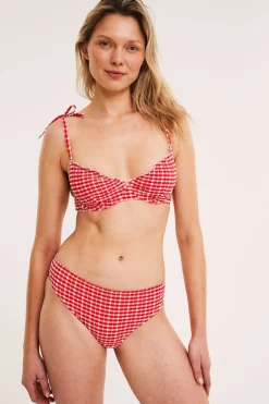 Ruudullinen brief-bikinialaosa | Punainen | Naiset | Kappahl
