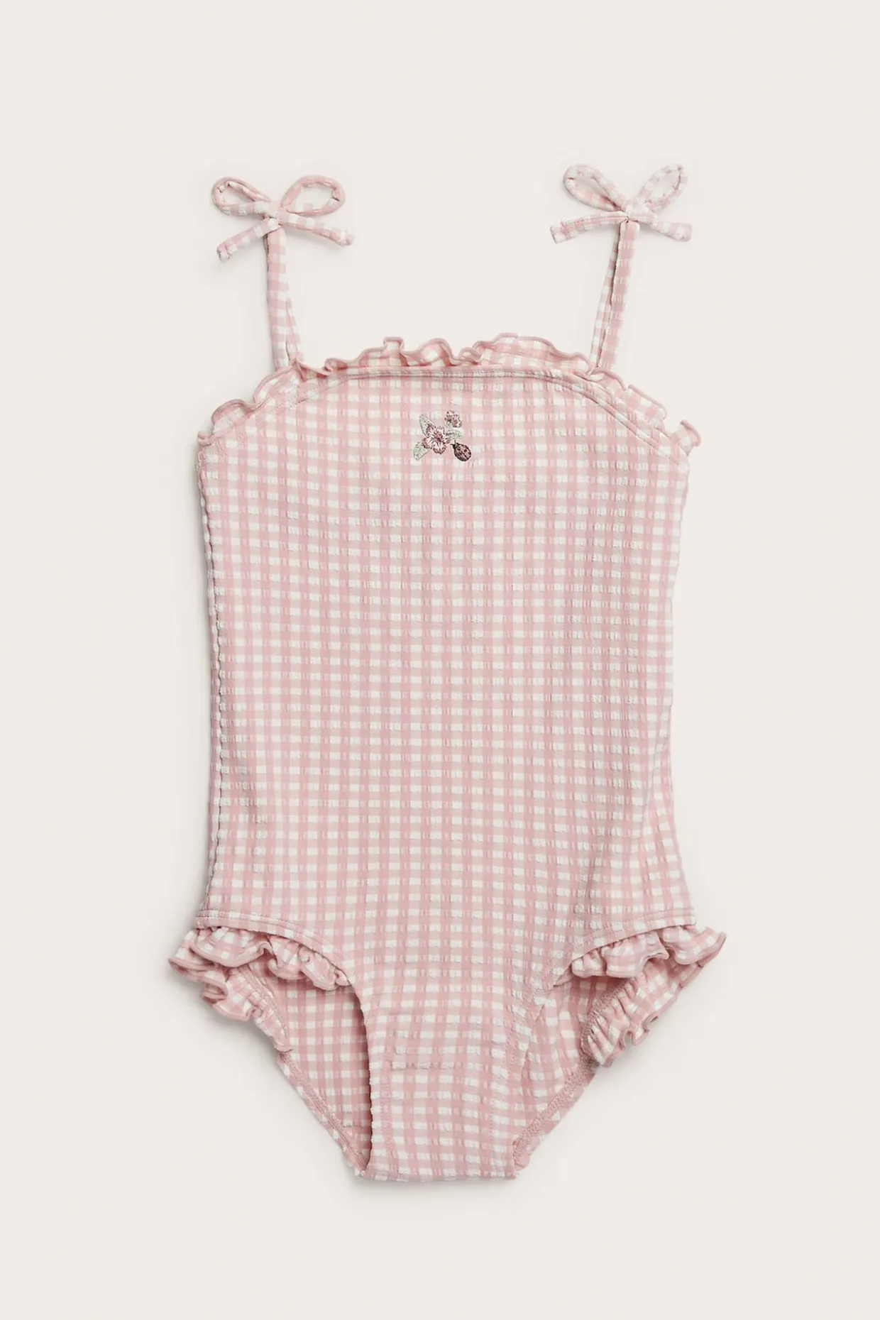 Ruudullinen uimapuku, jossa on kukka | Pinkki | Lapset | Newbie