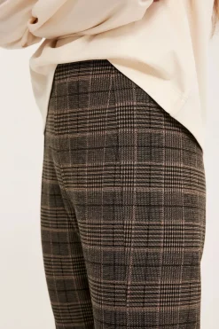 Ruudulliset pull-on-housut | Vaaleanruskea | Naiset | Kappahl