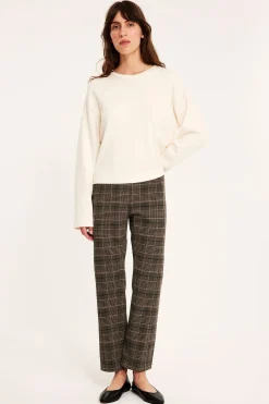 Ruudulliset pull-on-housut | Vaaleanruskea | Naiset | Kappahl