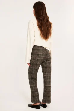 Ruudulliset pull-on-housut | Vaaleanruskea | Naiset | Kappahl