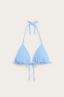 Ruutukuvioinen kolmionmuotoinen bikiniyläosa | Sininen | Naiset | Kappahl
