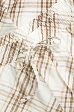 Ruutukuvioiset housut viskoosisekoitteesta | Beige | Naiset | Kappahl