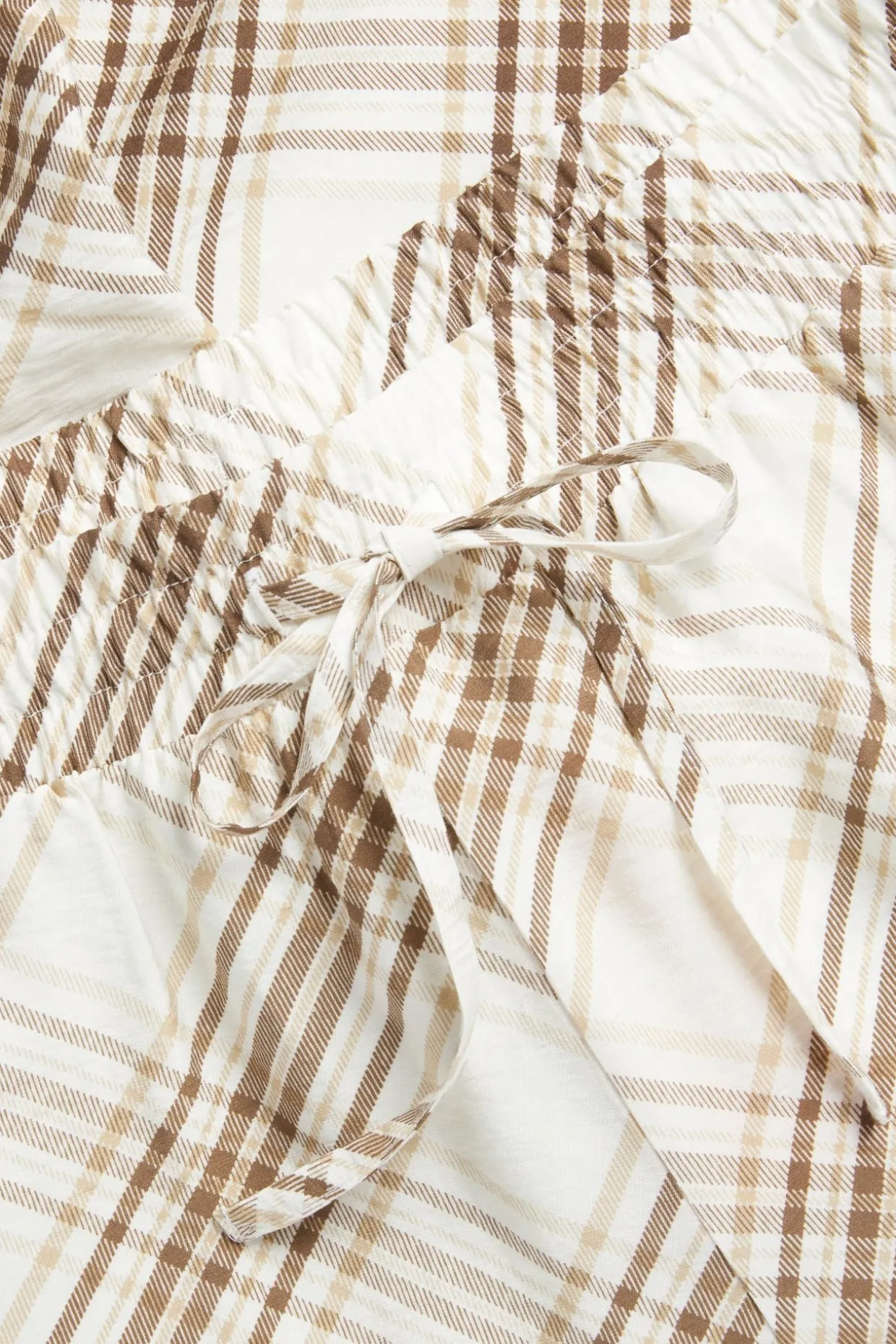 Ruutukuvioiset housut viskoosisekoitteesta | Beige | Naiset | Kappahl