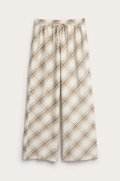 Ruutukuvioiset housut viskoosisekoitteesta | Beige | Naiset | Kappahl
