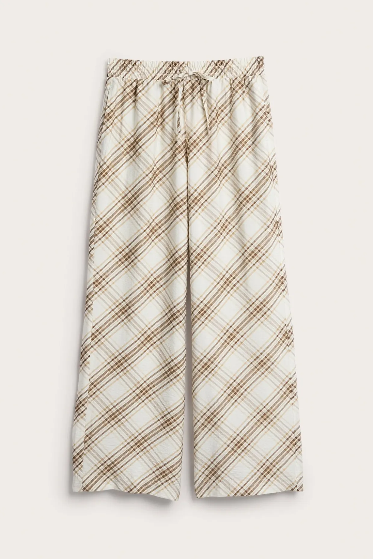 Ruutukuvioiset housut viskoosisekoitteesta | Beige | Naiset | Kappahl