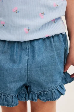 Röyhelöreunaiset farkkushortsit | Vaalea denim | Lapset | Kappahl