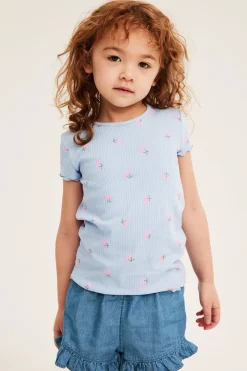 Röyhelöreunaiset farkkushortsit | Vaalea denim | Lapset | Kappahl