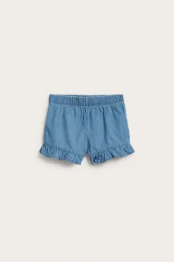 Röyhelöreunaiset farkkushortsit | Vaalea denim | Lapset | Kappahl