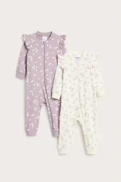 Röyhelösomisteiset pyjamat, 2-pack | Violetti | Vauvat | Kappahl
