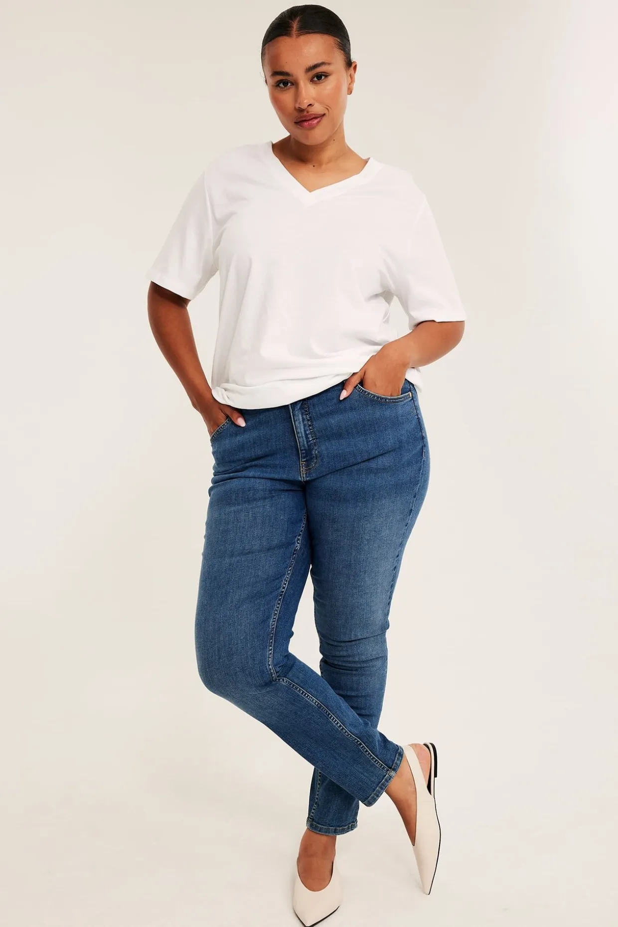 Slim jeans high waist | Denim | Naiset | Kappahl