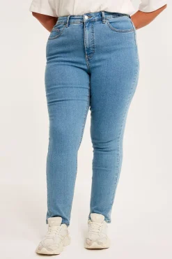 Slim Jeans High Waist | Vaalea denim | Naiset | Kappahl
