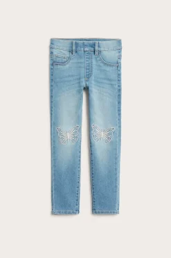 Slim leggings kirjotuilla perhosilla | Vaalea denim | Lapset | Kappahl