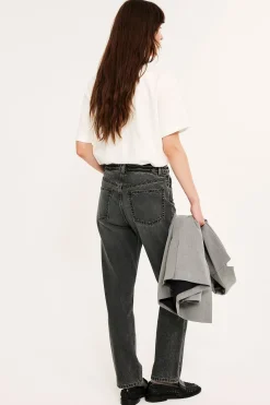 Straight jeans high waist | Musta denim | Naiset | Kappahl