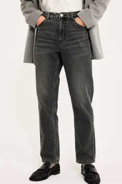 Straight jeans high waist | Musta denim | Naiset | Kappahl