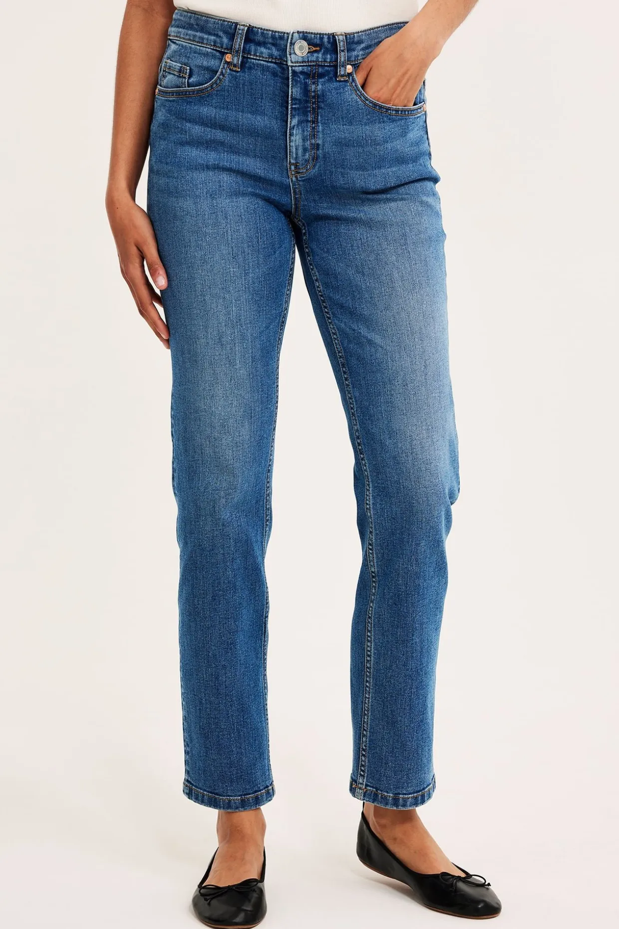 Straight jeans mid waist | Denim | Naiset | Kappahl