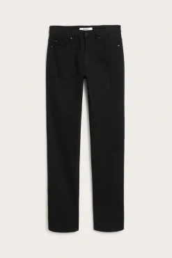Straight jeans mid waist long leg | Musta denim | Naiset | Kappahl