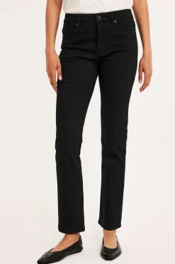 Straight jeans mid waist | Musta | Naiset | Kappahl