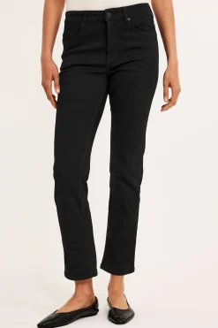 Straight jeans mid waist short leg | Musta | Naiset | Kappahl