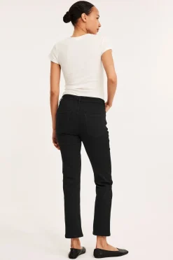 Straight jeans mid waist short leg | Musta | Naiset | Kappahl