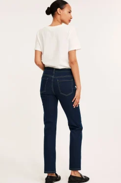 Straight jeans mid waist | Tumma denim | Naiset | Kappahl