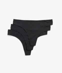 String 3-pack puuvillaa | Musta | Naiset | Kappahl