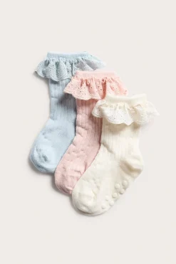 Sukat, joissa röyhelö, 3 parin pakkaus | Pinkki | Vauvat | Kappahl